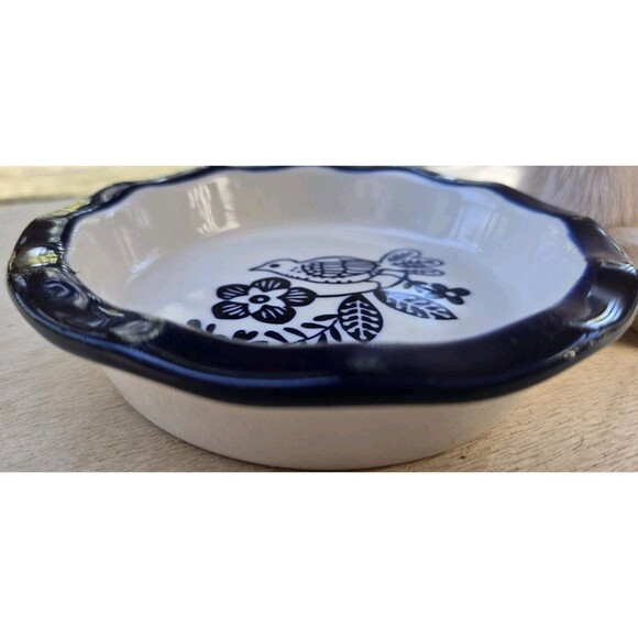 GRÄDINÄ Saucer Fluted Tartlet Blue White Bird With Flowers 5" Small Shallow Bowl - Picture 5 of 7